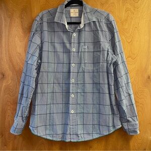 Tommy Bahama Jeans Mens Long Sleeve Shirt Size L Large Blue Plaid Button Up